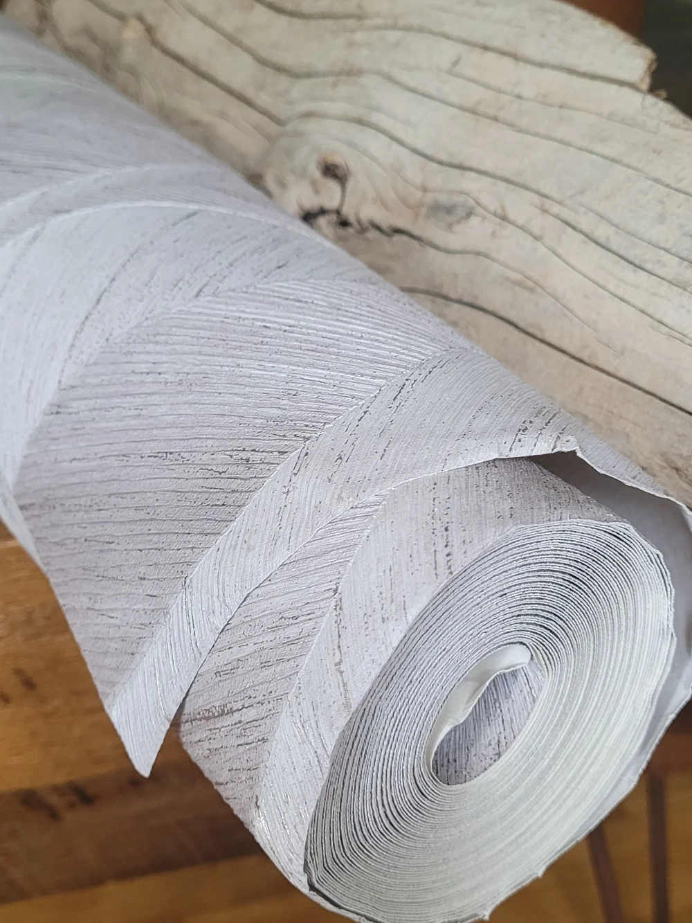 Oresome Silver Ogge Textured Geometric Vertical Wallpaper Roll